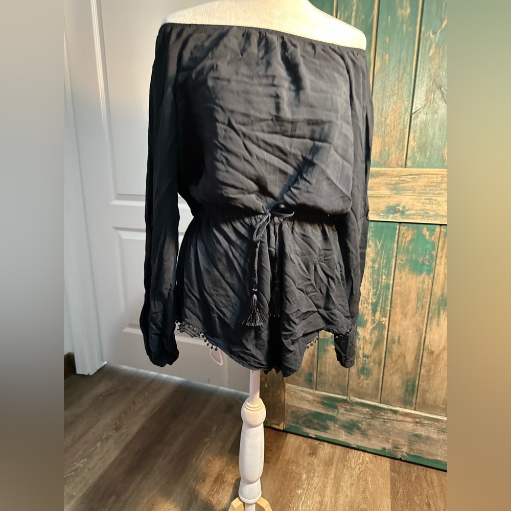 Victorias Secret Rayon Romper off shoulder Jumpsuit Swimsuit Coverup size m - Picture 13 of 14